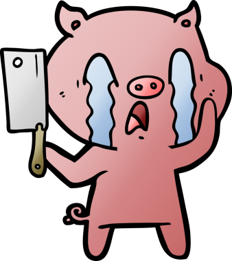 Bir insan tarafından çizilmiş ağlayan domuz çizgi filmi.