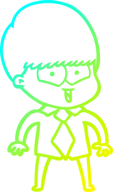 Bir çizgi film karakteri çizen soğuk çizgi bir insan tarafından çizilmiş mutlu çocuk.