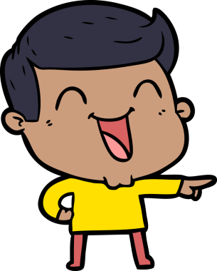 Bir insan tarafından çizilmiş gülen çizgi film adamı.