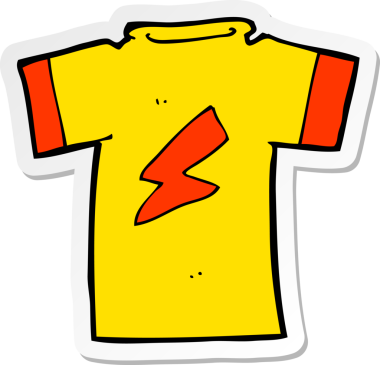 Bir insan tarafından çizilmiş yıldırımlı karikatür tişörtü.