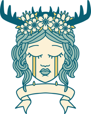 Retro Dövme Tarzı Ağlayan İnsan Druid Bir insan tarafından çizilmiş pankartıyla