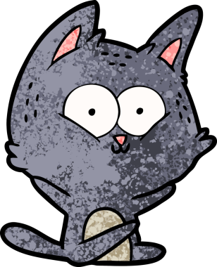 Bir insan tarafından çizilmiş çizgi film kedisi.