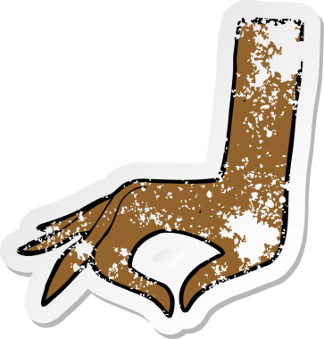 Bir insan tarafından çizilmiş karikatür el sembolünün gerilimli yapıştırması.