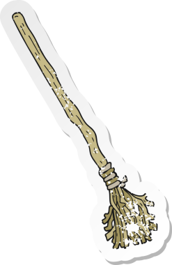 Bir insan tarafından çizilmiş bir karikatür cadısının gerilimli yapıştırması.