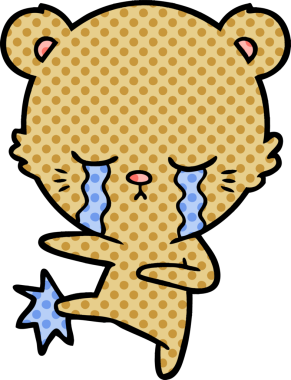 Bir insan tarafından çizilmiş ağlayan ayı karikatürü.