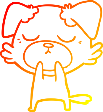 Bir insan tarafından çizilmiş sevimli bir köpeğin sıcak çizgi çizgisi.