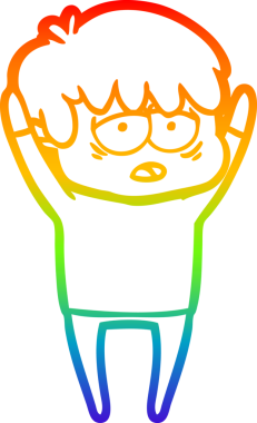 gökkuşağı gradyan çizgi çizimi bir insan tarafından çizilmiş bitkin bir çocuk