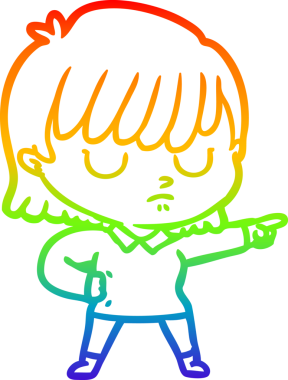 gökkuşağı gradyan çizimi bir insan tarafından çizilmiş bir karikatür kadın