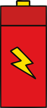 Bir insan tarafından çizilmiş güzel bir elektrik bataryası karikatürü.