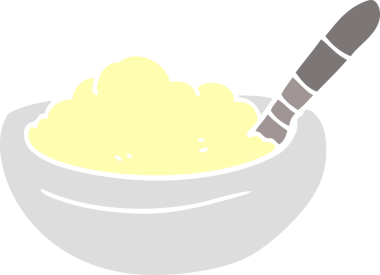 Bir insan tarafından çizilmiş patates püresi karalama kasesi.