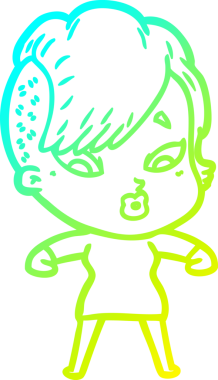 Bir karikatür çizimi, bir insan tarafından çizilmiş bir kızı şaşırttı.