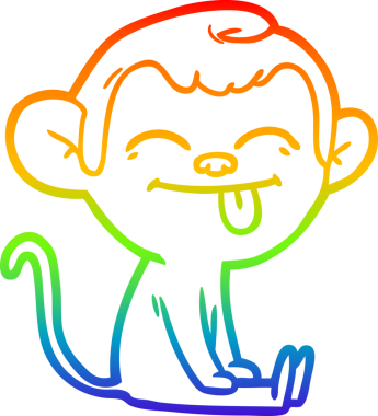 Gökkuşağı gradyan çizimi bir insan tarafından çizilmiş komik çizgi maymun çizimi