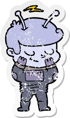 Bir insan tarafından çizilmiş çekingen bir uzay adamının sıkıntılı çıkartması.