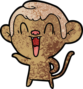 Bir insan tarafından çizilmiş gülen maymun çizgi filmi