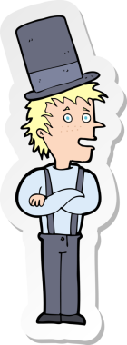 Bir insan tarafından çizilmiş silindir şapkalı bir adamın çıkartması.