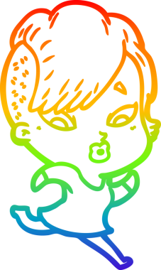 gökkuşağı gradyanı çizimi bir çizgi film kızı şaşırttı bir insan tarafından çizildi