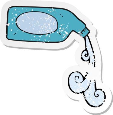 Bir insan tarafından çizilen temizlik ürününün retro depresif yapıştırması.