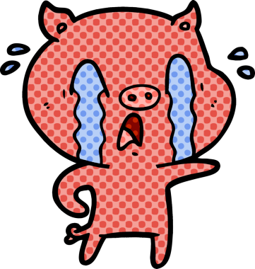 Bir insan tarafından çizilmiş ağlayan domuz çizgi filmi.