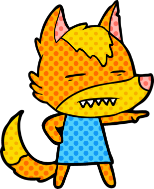 Bir insan tarafından çizilmiş tilki çizgi film karakteri