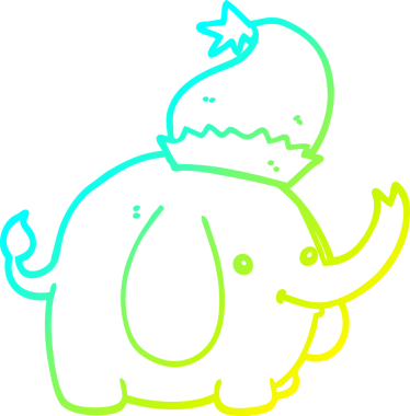 Soğuk gradyan çizgisi bir insan tarafından çizilmiş şirin bir karikatür noel fili.