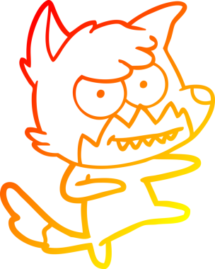 Bir insan tarafından çizilmiş sırıtan bir tilkinin sıcak çizgi çizimi