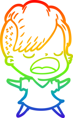 Gökkuşağı gradyan çizgi çizimi bir insan tarafından çizilen havalı hippi kız çizimi