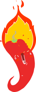 Düz renkli çizgi film. Bir insan tarafından çizilmiş acı biber.