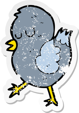 Bir insan tarafından çizilmiş karikatür kuşunun sıkıntılı çıkartması