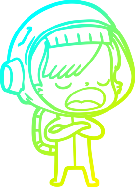 Bir insan tarafından çizilmiş bir karikatür astronot kadın çizimi.