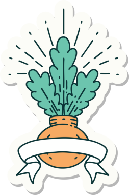 Bir insan tarafından çizilmiş dövme stili bir ev bitkisinin çıkartması.