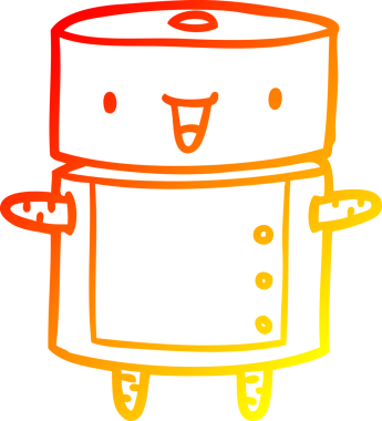 Bir insan tarafından çizilmiş sevimli bir robotun sıcak çizgi çizimi