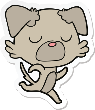 Bir insan tarafından çizilmiş bir köpeğin çıkartması.