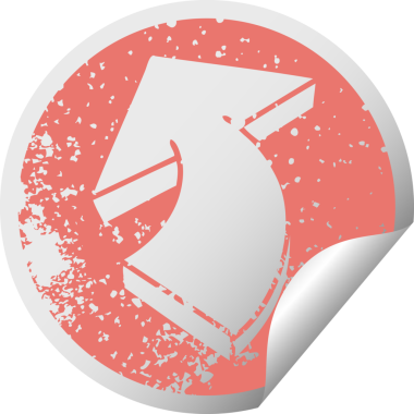 sıkıntılı dairesel soyma etiketi bir insan tarafından çizilmiş tuhaf sembol oku