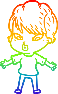 gökkuşağı gradyan çizimi bir insan tarafından çizilmiş bir karikatür kadın