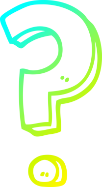 Bir insan tarafından çizilen soru işaretinin soğuk gradyan çizgisi