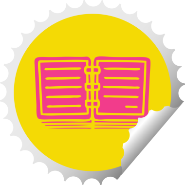 Bir insan tarafından çizilmiş bir not defterinin dairesel soyma etiketi.