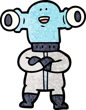 Bir insan tarafından çizilmiş dostane bir uzaylı çizgi filmi.