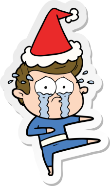 Bir insan tarafından çizilmiş Noel Baba şapkası giymiş ağlayan bir dansçının el yazısı.