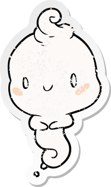 Bir insan tarafından çizilmiş karikatür bir hayaletin sıkıntılı çıkartması.