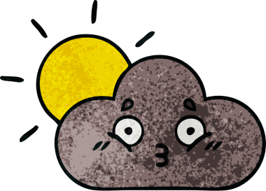 Bir fırtına bulutunun retro grunge dokusu ve bir insan tarafından çizilmiş güneş.