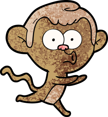 Bir insan tarafından çizilmiş korna çalan maymun.