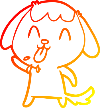 Bir insan tarafından çizilmiş sevimli bir köpeğin sıcak çizgi çizgisi.