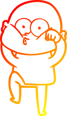 Bir insan tarafından çizilmiş kel bir adamın sıcak çizgi çizimi.