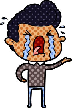 Bir insan tarafından çizilmiş ağlayan bir karikatür.