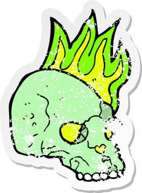 Bir insan tarafından çizilmiş ürkütücü bir karikatürün gerilimli yapıştırması.