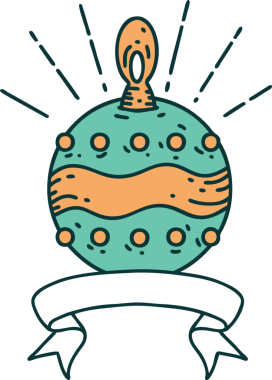 Bir insan tarafından çizilmiş dövme stili noel süslü parşömen.