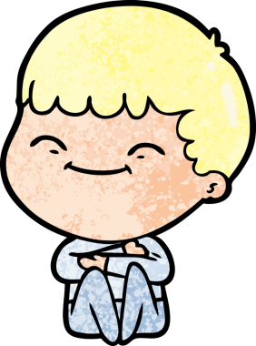 Bir insan tarafından çizilmiş gülümseyen çocuk.