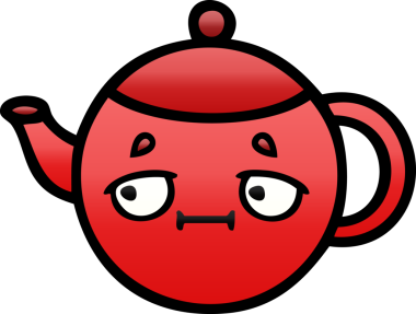 Bir insan tarafından çizilmiş bir çaydanlığın gölgelenmiş karikatürü.