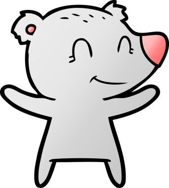 Bir insan tarafından çizilmiş gülümseyen ayı çizgi filmi.