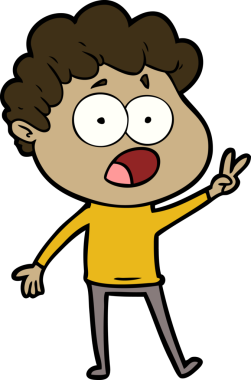 Bir insan tarafından çizilmiş bir karikatür adamı şaşkınlıkla nefes nefese kaldı.